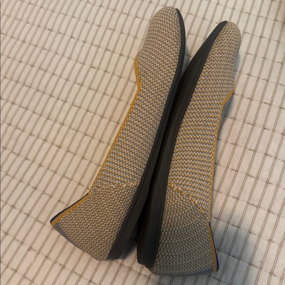 Rothy’s Women’s Sz 5.5 Gray Mustard White Herringbone Design Slip On Flats Round - Picture 7 of 13